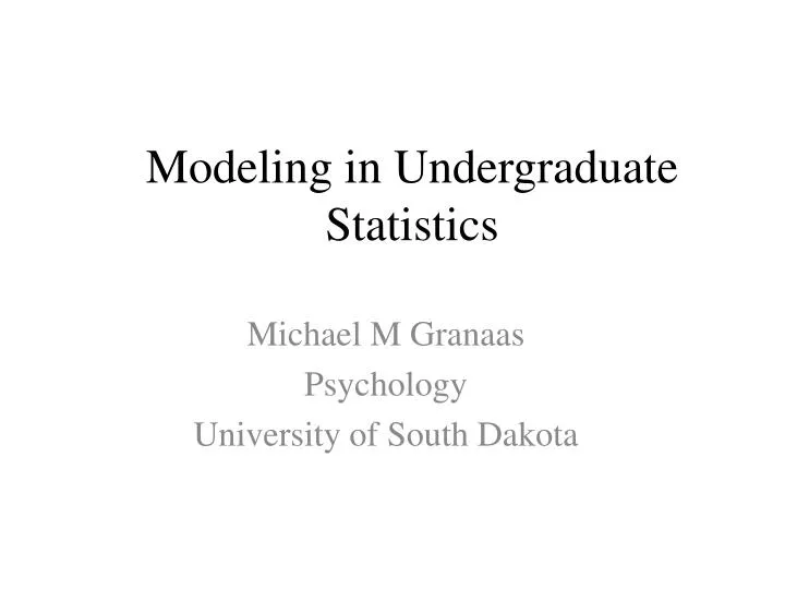 modeling in undergraduate statistics n.