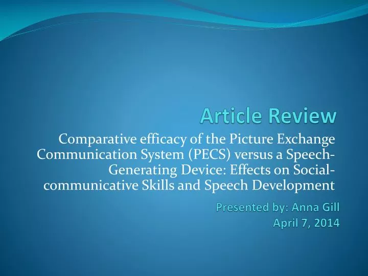 article review example ppt