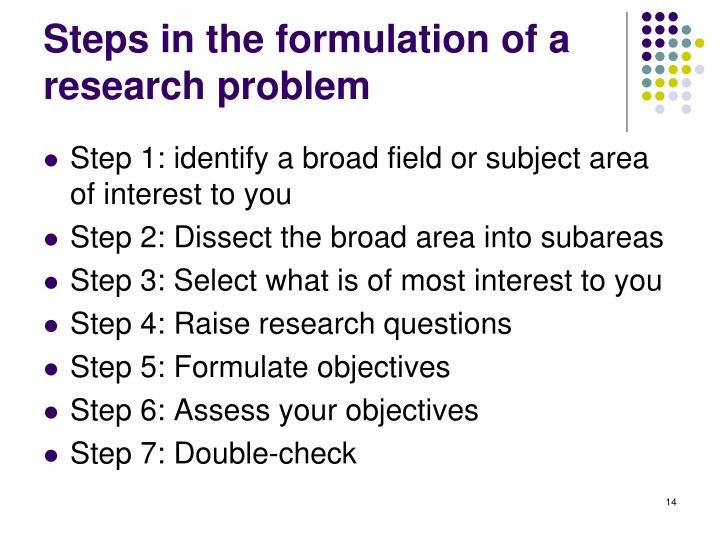 research a problem formulation