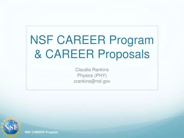 PPT NSF CAREER Program & CAREER Proposals PowerPoint Presentation