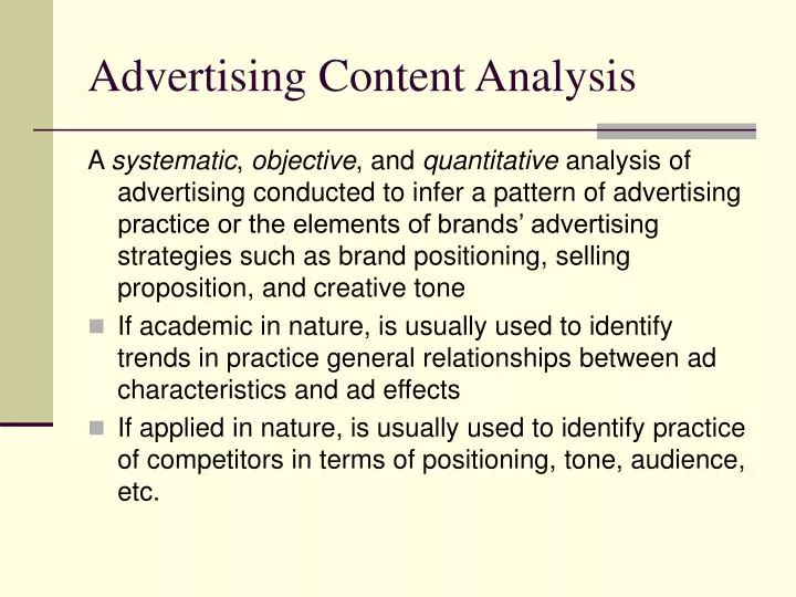 advertising content analysis n.
