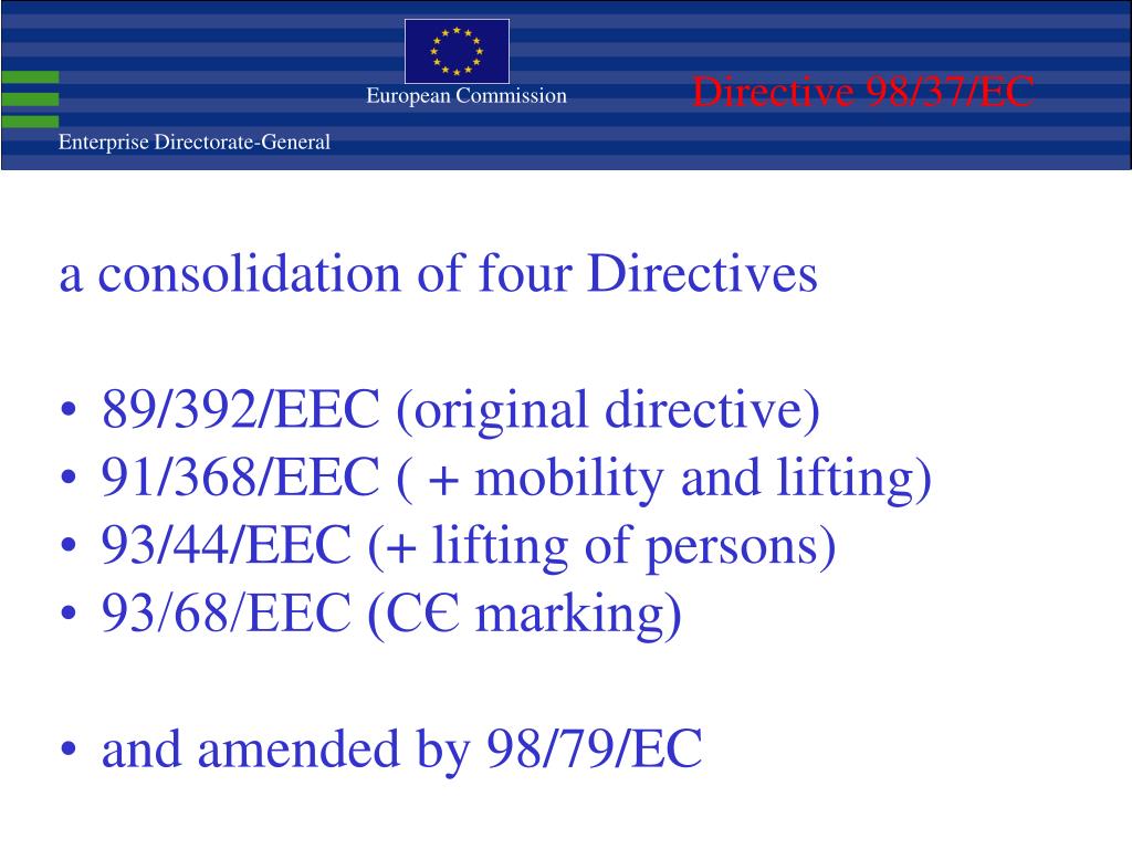 PPT - Machinery Directive 98/37/EC Martin Eifel martin.eifel@cec.eut DG ...