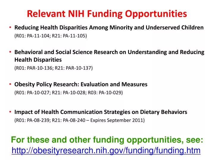 PPT Relevant NIH Funding Opportunities PowerPoint Presentation, free