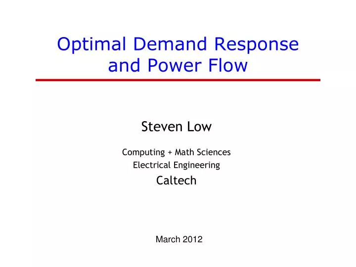 optimal demand response and power flow n.