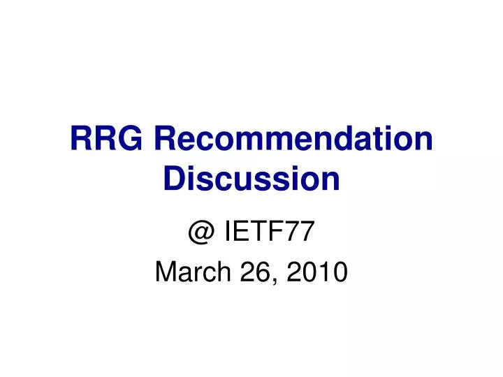 rrg recommendation discussion n.