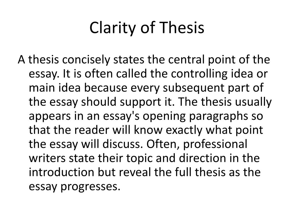 what is in thesis clarity