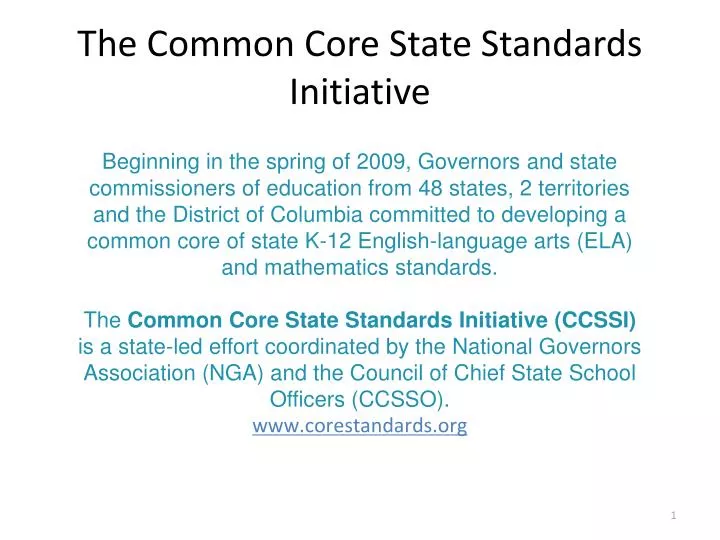 Ppt the common core state standards initiative powerpoint
