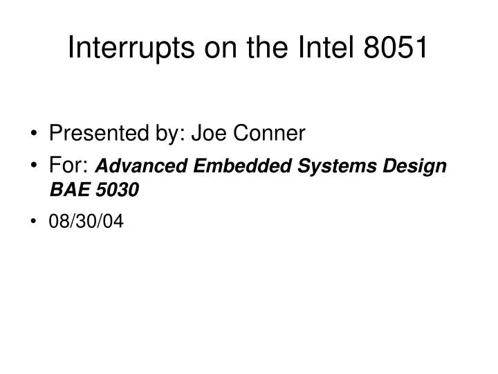 interrupts on the intel 8051 n.
