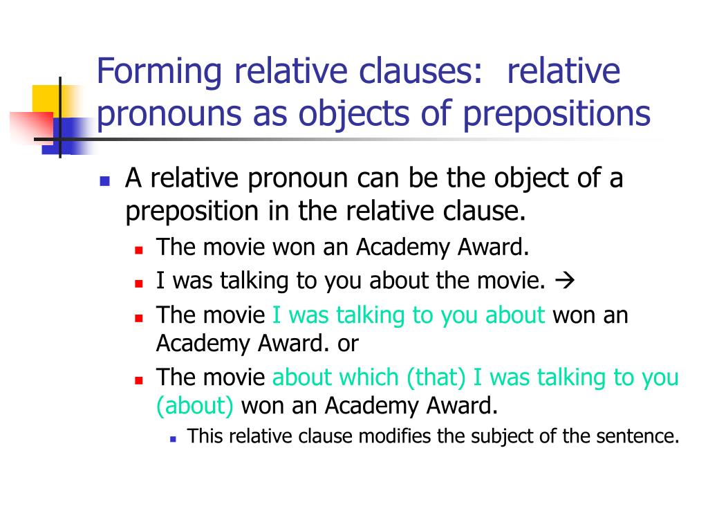 Object clause. Relative Clauses. Relative pronouns and Clauses. Prepositions in relative Clauses. Defining relative Clauses prepositions.