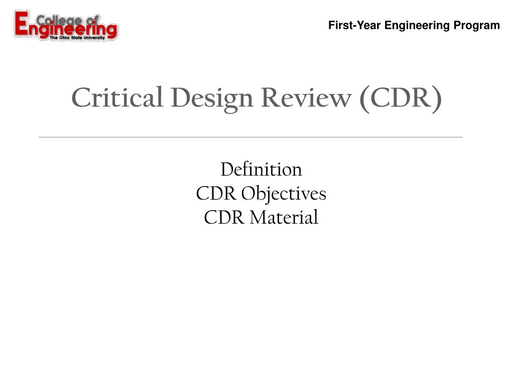Ppt Critical Design Review Cdr Powerpoint Presentation Free Download Id 2403231