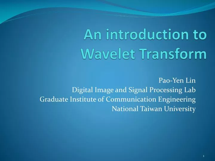 an introduction to wavelet transform n.
