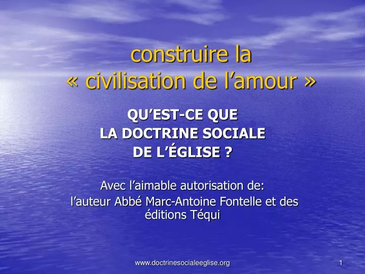 La civilisation de l amour