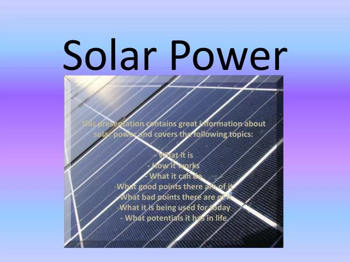 solar power n.