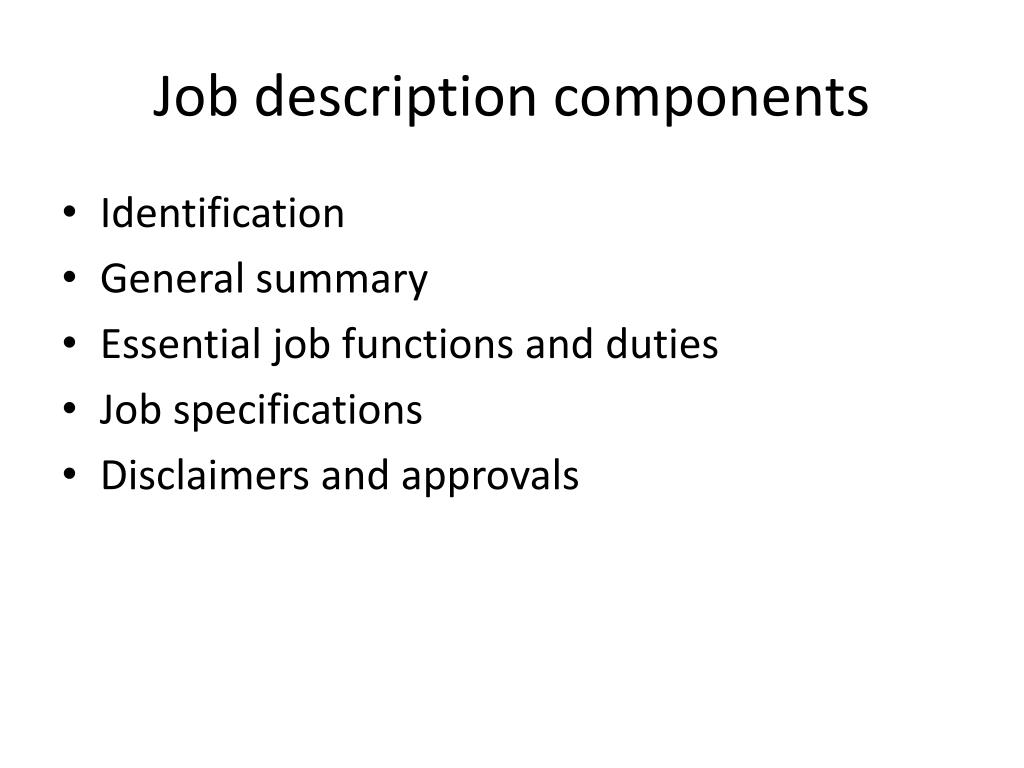 Identify components job description