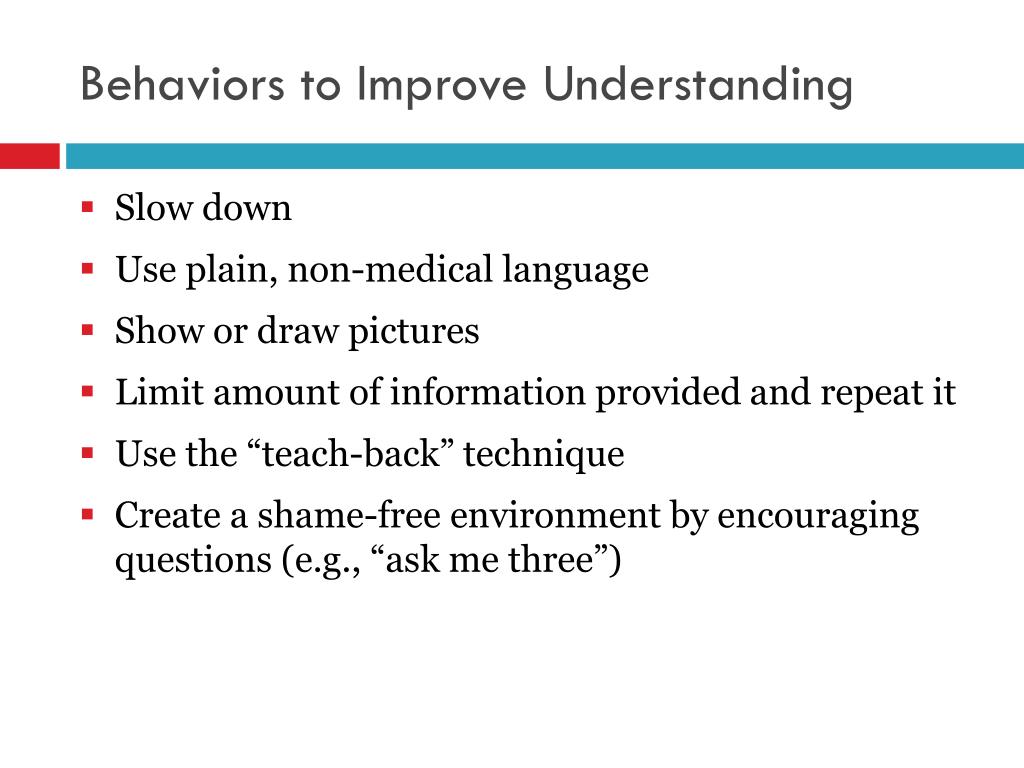 Improve Understanding In PPT - Health Literacy: Helping Patients Understand Their Care ...