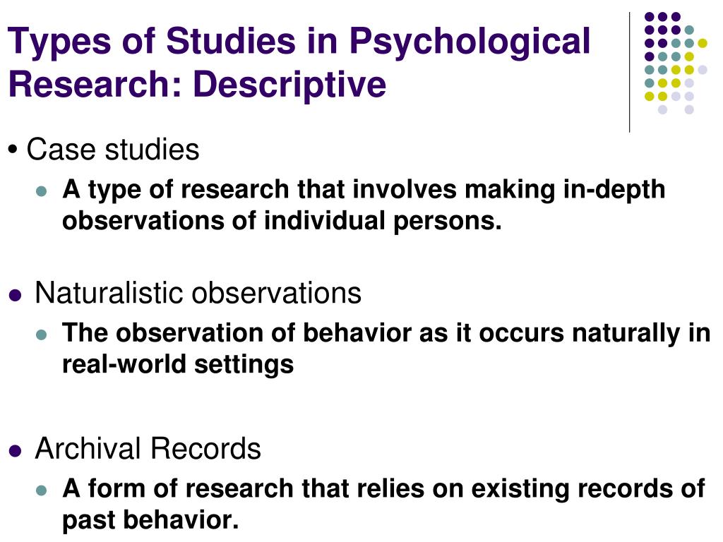 different types of research studies in psychology