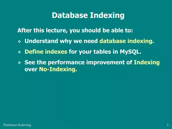 PPT Database Indexing PowerPoint Presentation, free download ID2412958