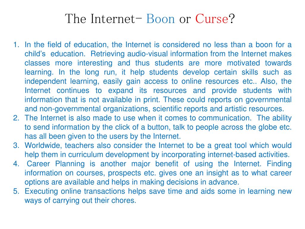 essay on internet curse or boon