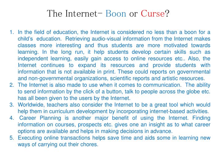 speech on internet boon or curse