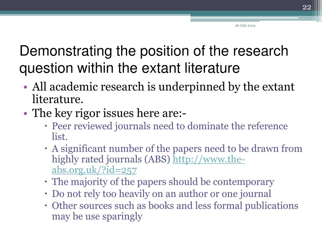 extant literature in research
