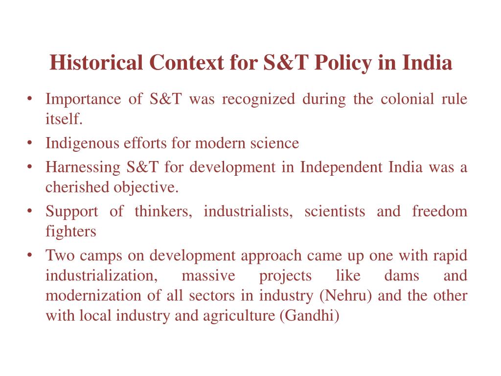 PPT - Science and Technology Policy in India: Ethics, Institutions and ...