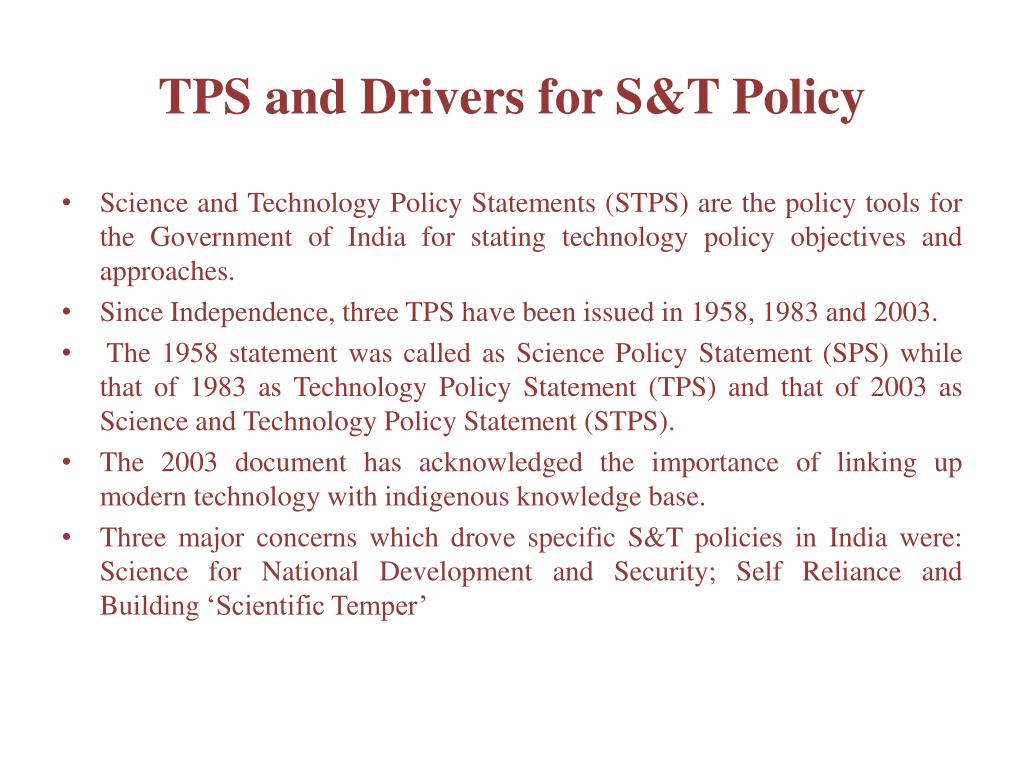 PPT - Science and Technology Policy in India: Ethics, Institutions and ...