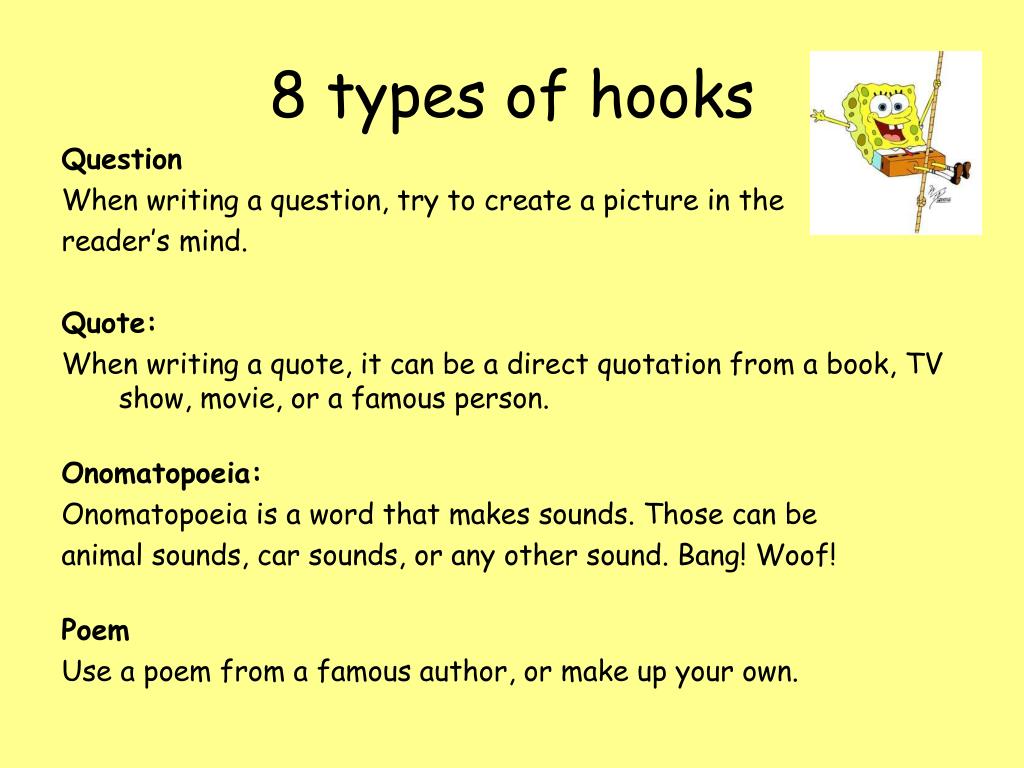 different types of hooks for persuasive essays