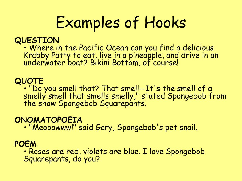 hook for presentation examples