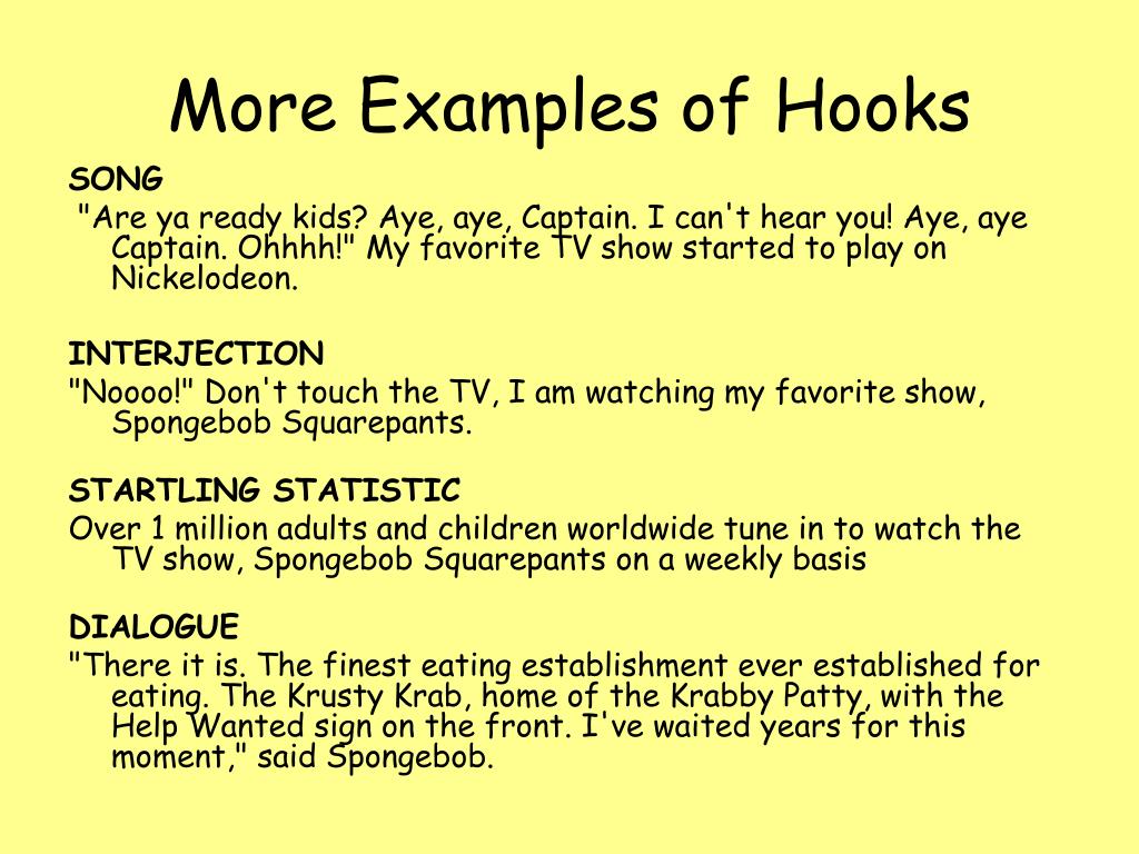 types of presentation hooks