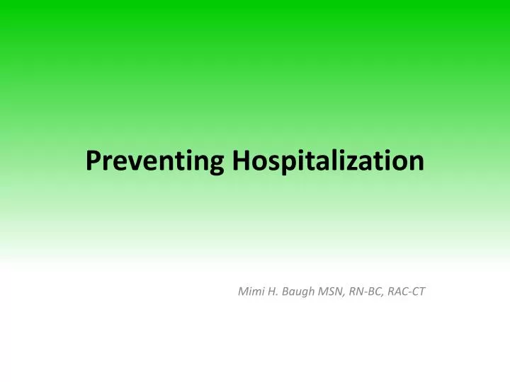 preventing hospitalization n.