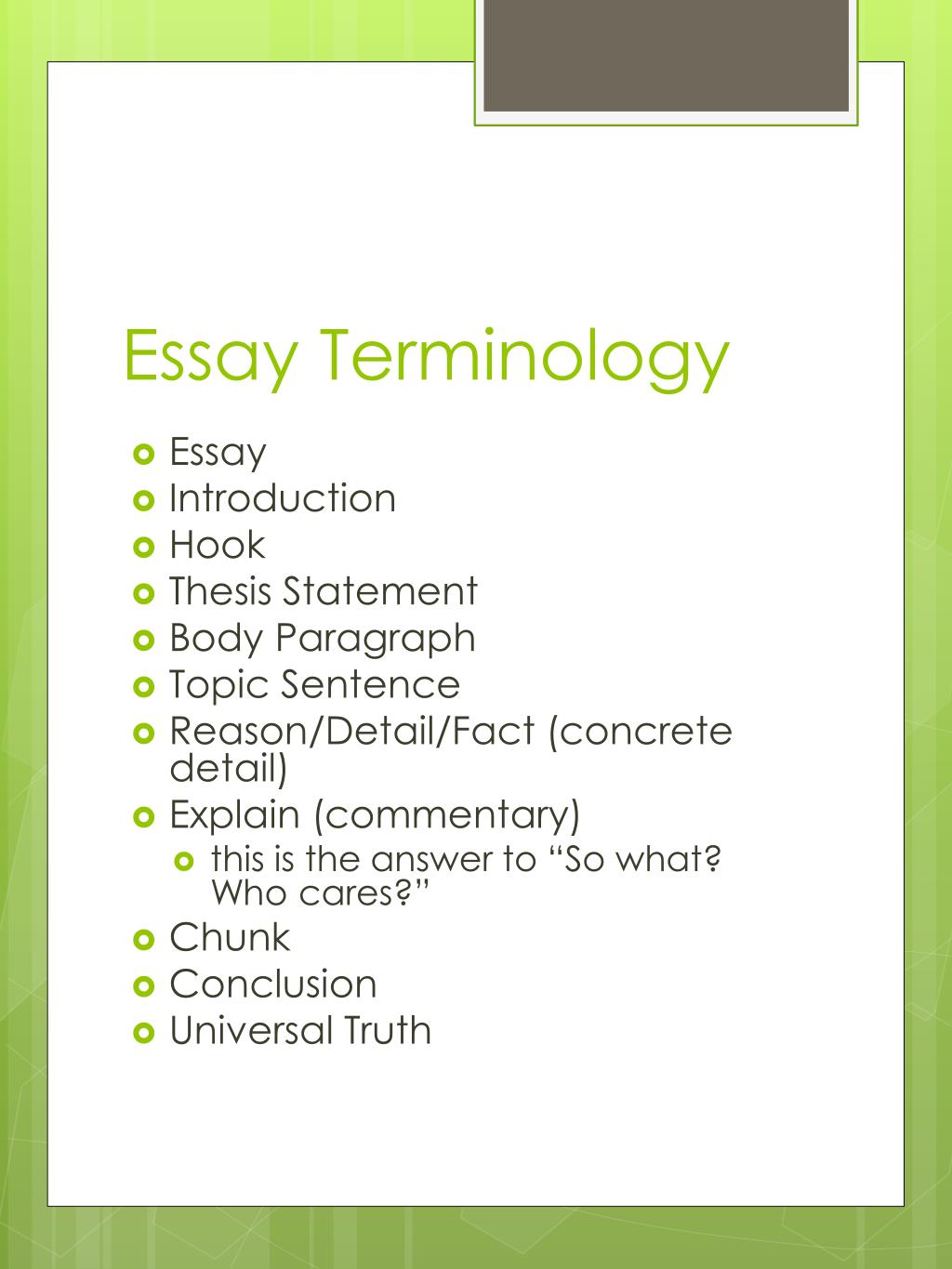 essay writing other terms