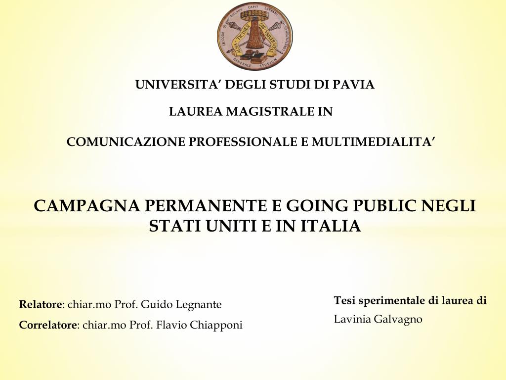 PPT - UNIVERSITA' DEGLI STUDI DI PAVIA PowerPoint Presentation, free  download - ID:2418936