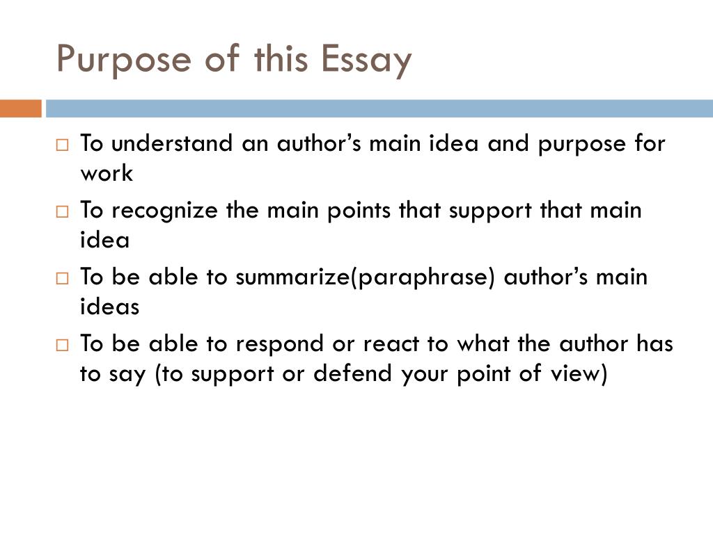 purpose response essay