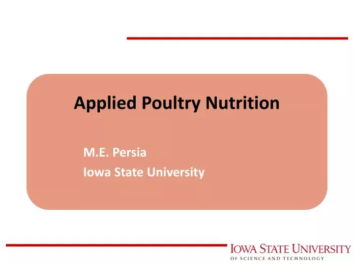 PPT Applied Poultry Nutrition PowerPoint Presentation, free download