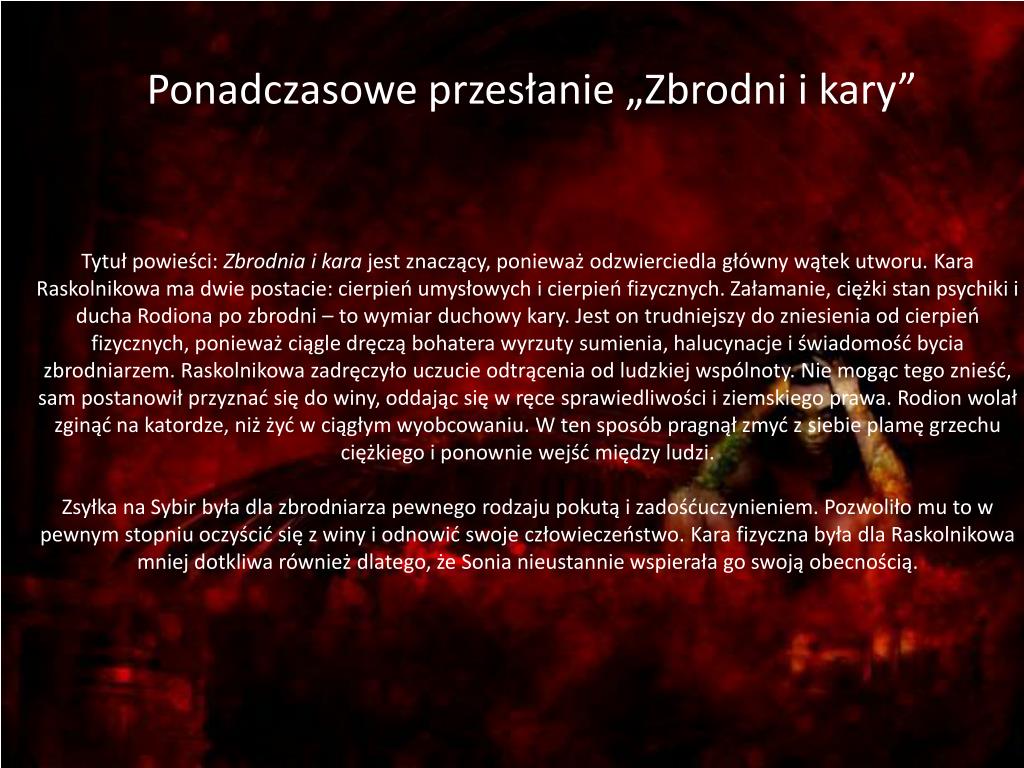 Zbrodnia I Kara Szczegółowe Streszczenie PPT - „Zbrodnia i kara” Fiodor Dostojewski PowerPoint Presentation - ID
