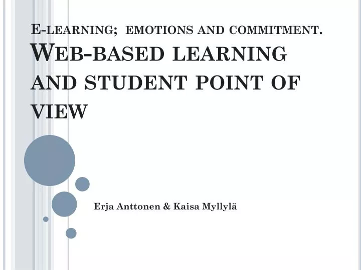 e learning emotions and commitment web based learning and student point of view n.