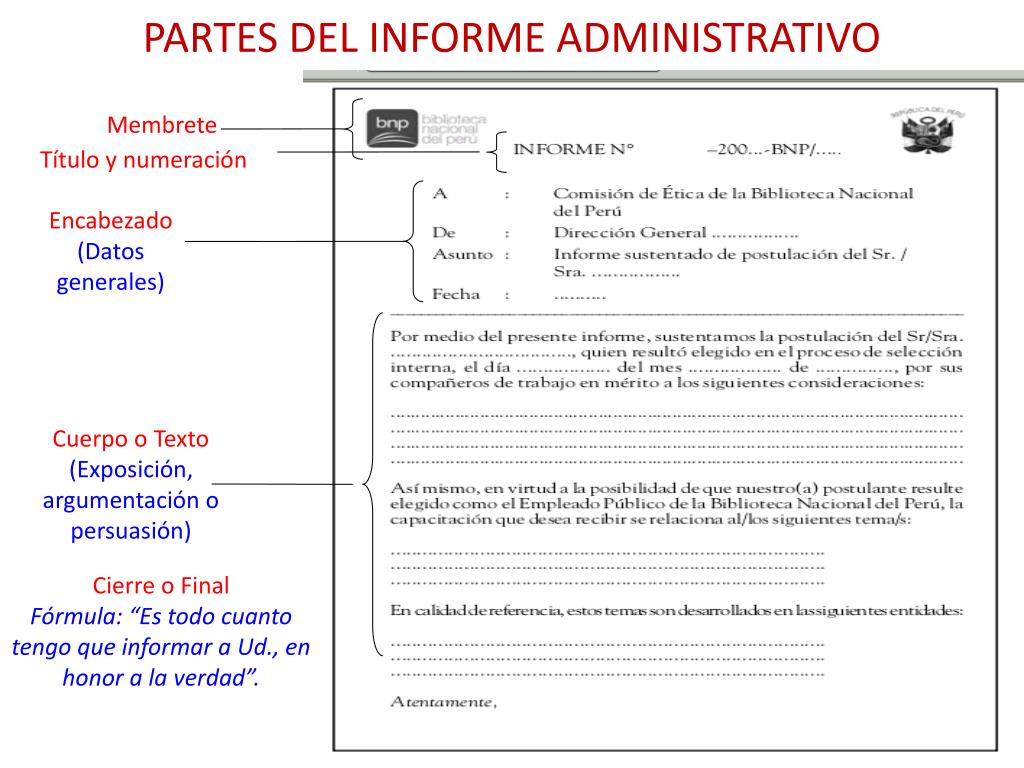 PPT - EL INFORME ADMINISTRATIVO PowerPoint Presentation, free download -  ID:2423516