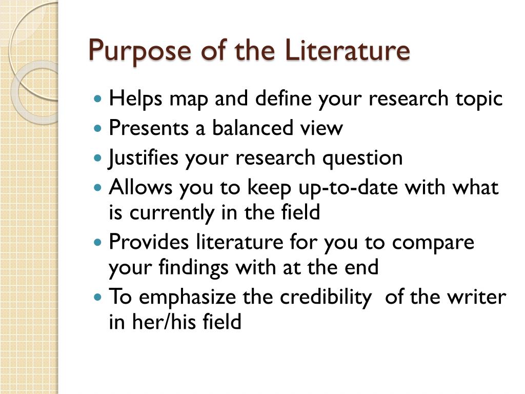 purpose of literature review journal