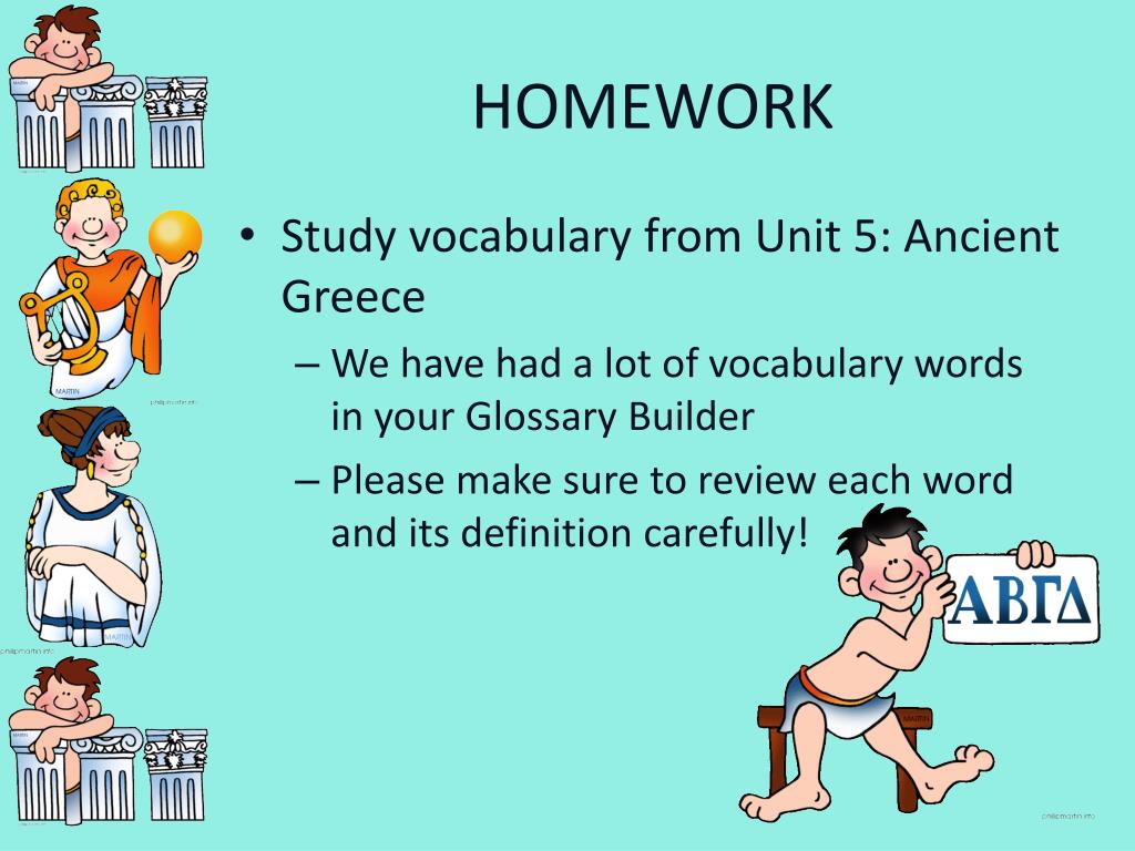 homework definition in greek