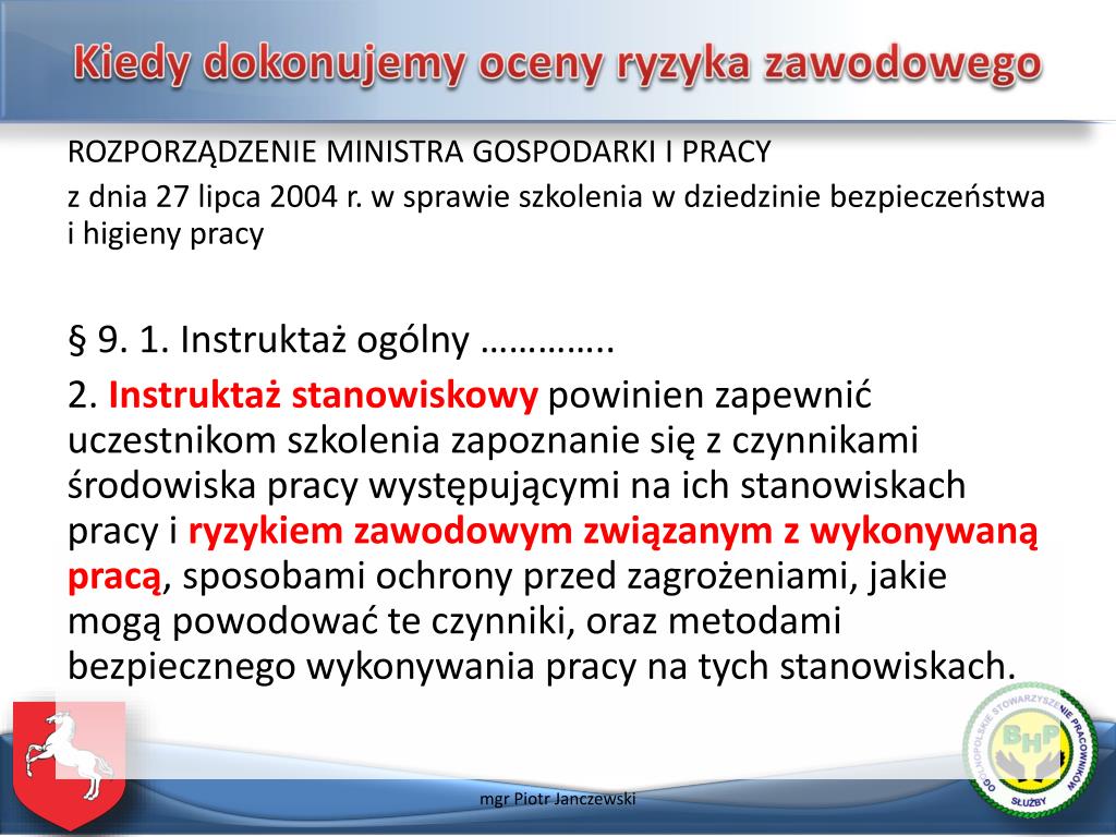 W Jakim Akcie Prawnym Jest Podana Definicja Oceny Ryzyka Zawodowego PPT - Ocena ryzyka zawodowego PowerPoint Presentation, free download