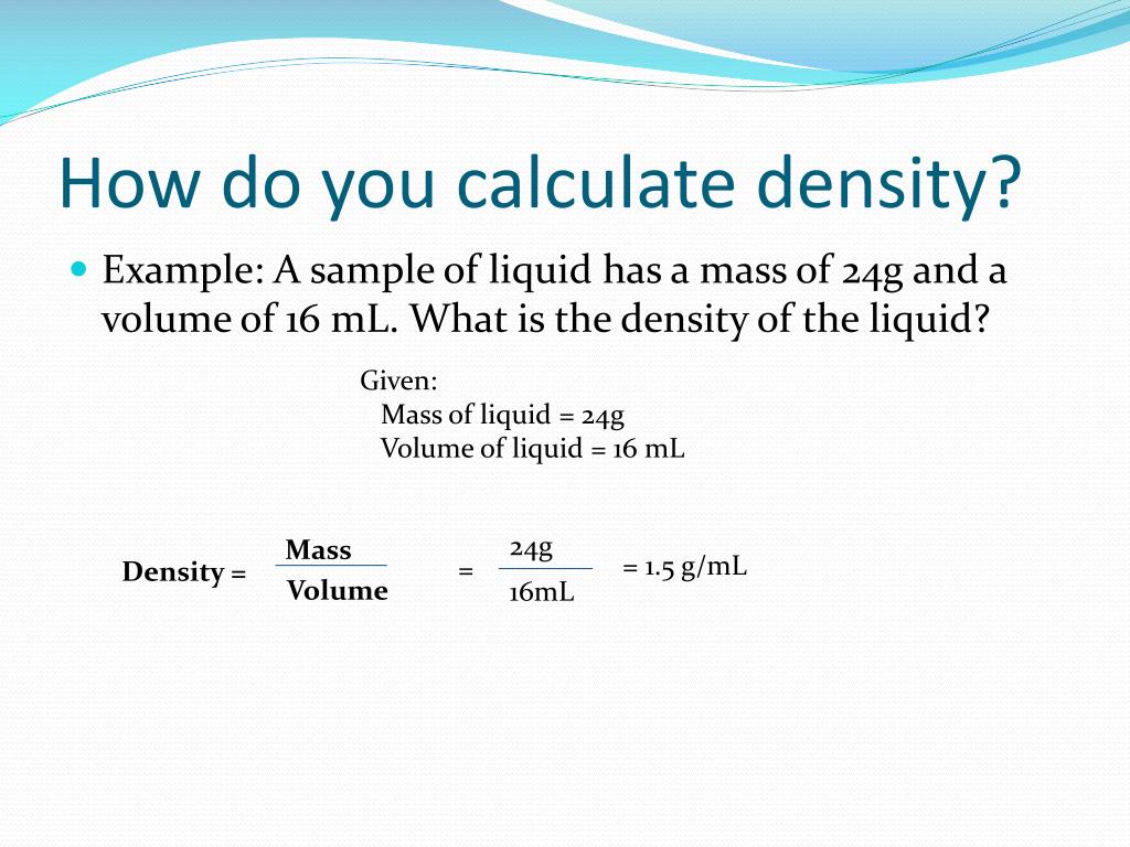 How to calculate density example haiper