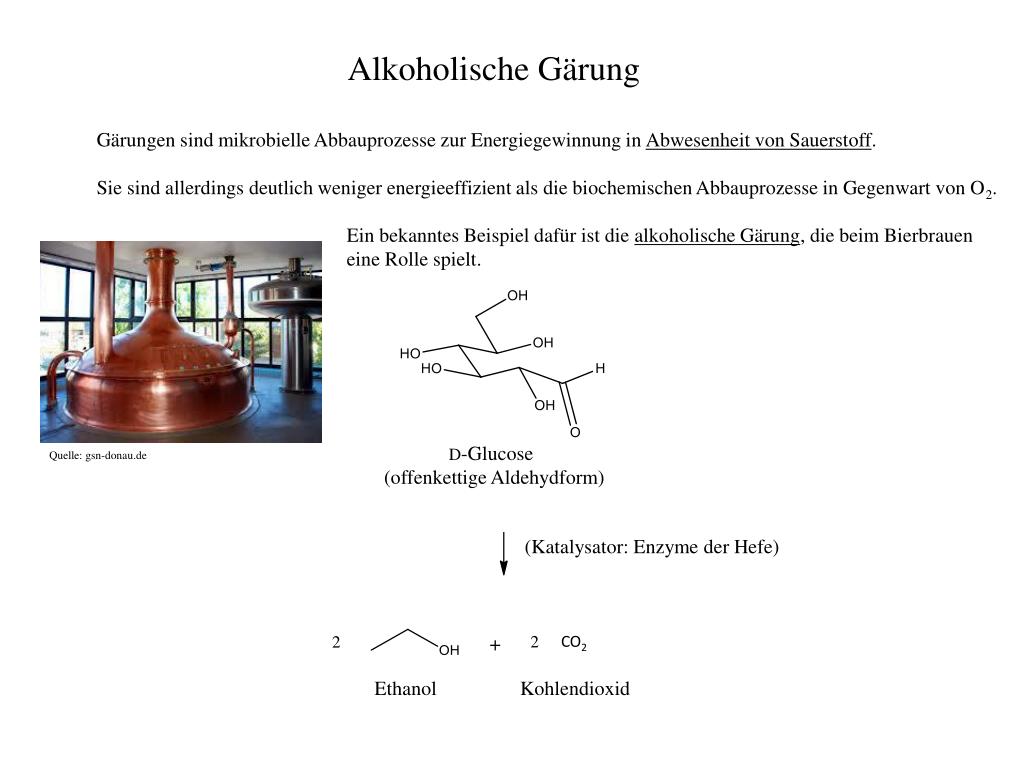 Reaktionsgleichung Zur Alkoholischen Gärung PPT - Alkoholische Gärung PowerPoint Presentation, free download - ID