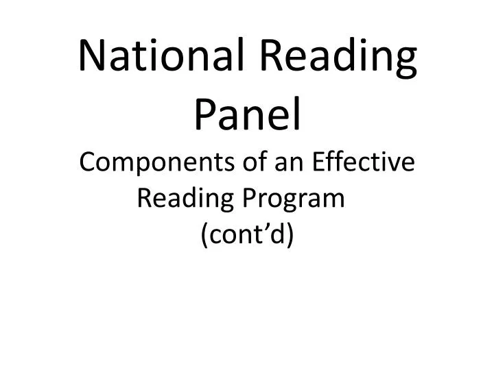 Components Of An Effective Reading Program