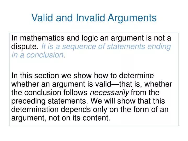 critical thinking valid and invalid arguments