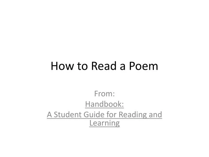 how to read a poem n.