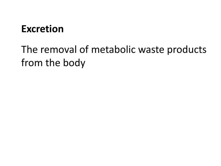 PPT Excretion The removal of metabolic waste products from the body