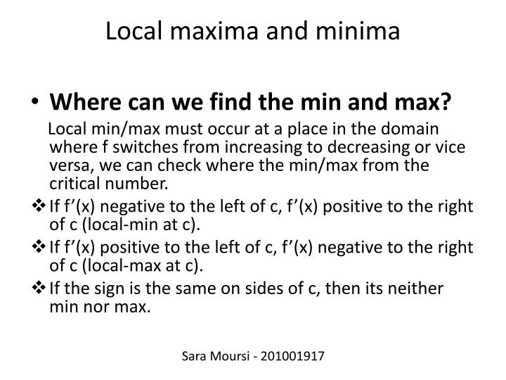 If F '(c) = 0, Then F Has A Local Maximum Or Minimum At C. PPT - How to find the absolute minimum and maximum values PowerPoint