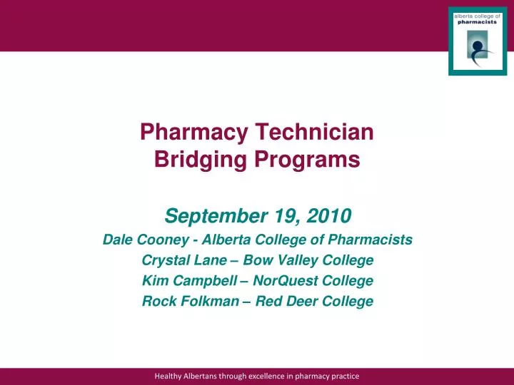 Ppt - Pharmacy Technician Bridging Programs Powerpoint Presentation Free Download - Id2432958