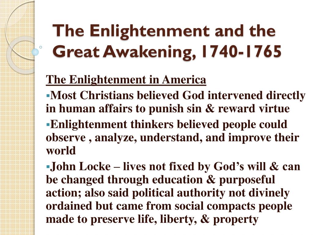 compare and contrast the enlightenment and the great awakening