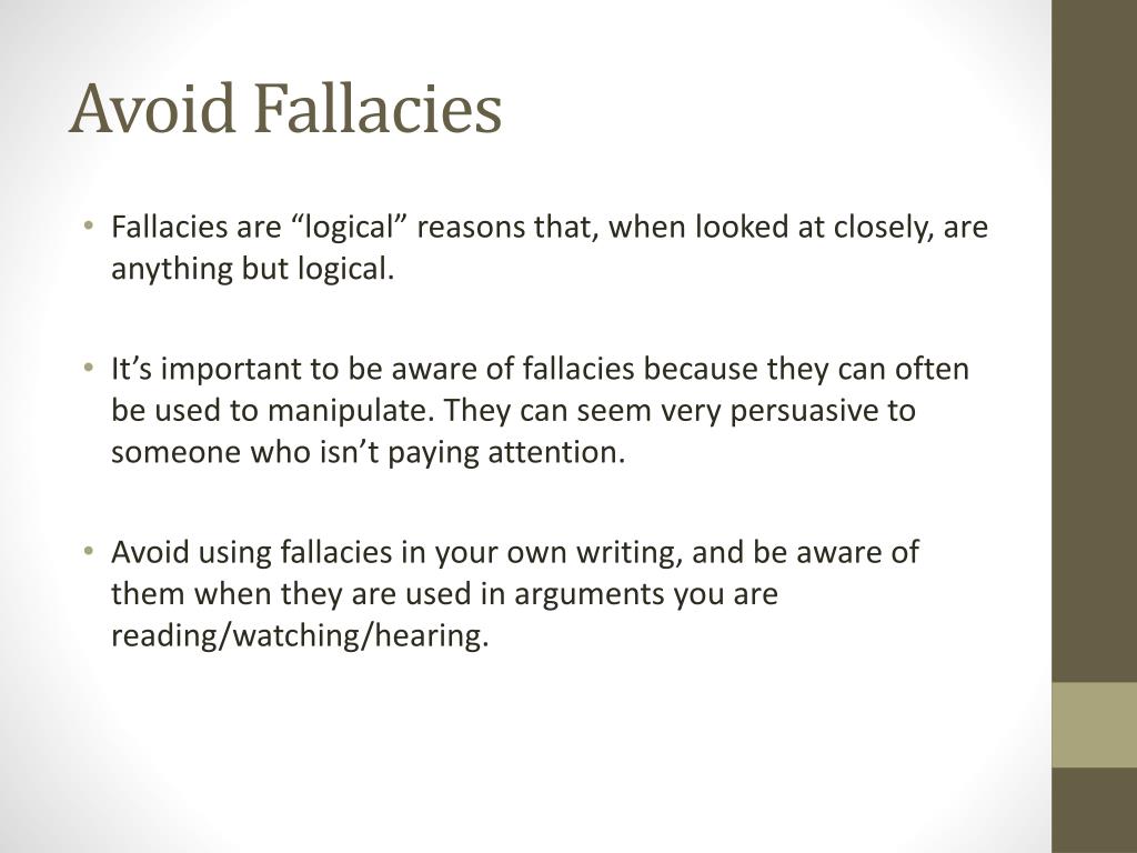 how to avoid using fallacies